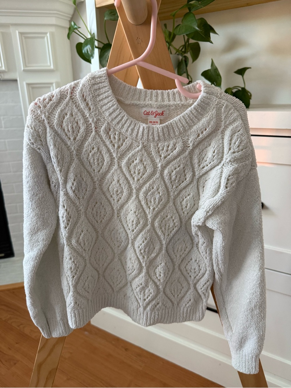 Cat & Jack Ivory Cable Knit Crewneck Sweater